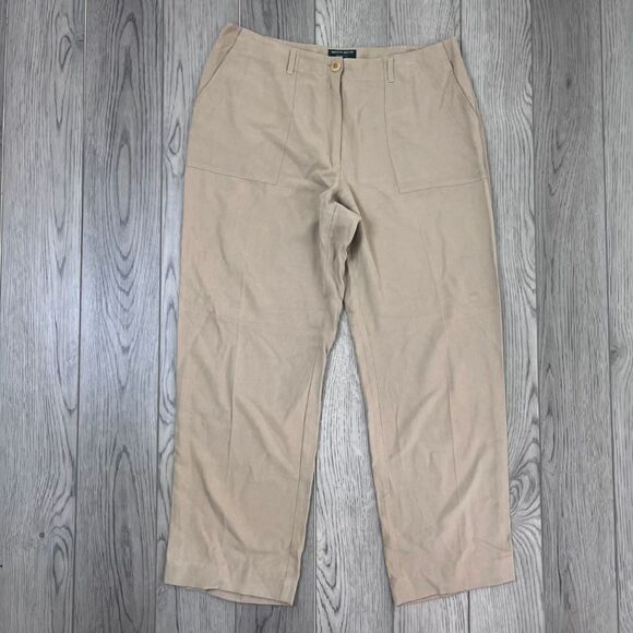 Marilyn Anselm Hobbs Size 14 Silk High Rise Wide Leg Office Casual Pants Trouser - Picture 1 of 8